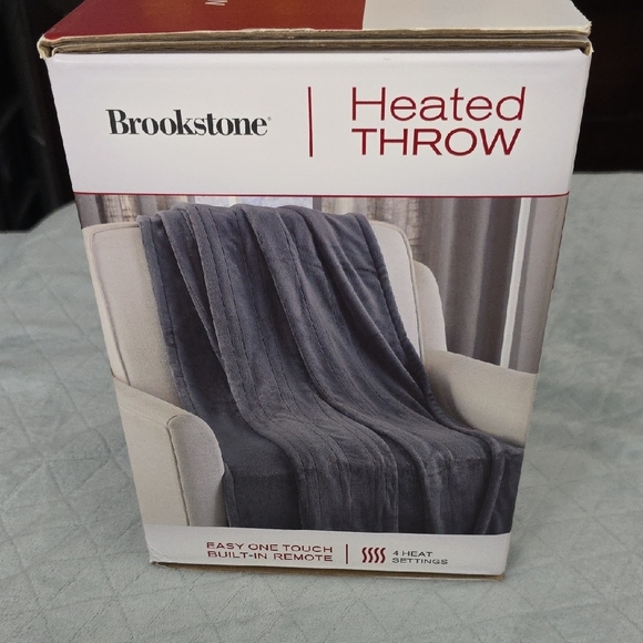 Brookstone Heated Throw Blanket - Gray - Picture 2 of 6
